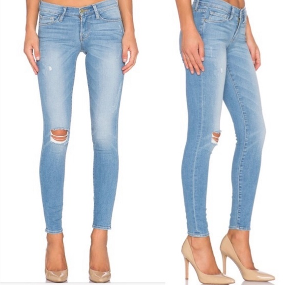FRAME Le Skinny De Jeanne Distressed Light Wash Jeans Sz 26